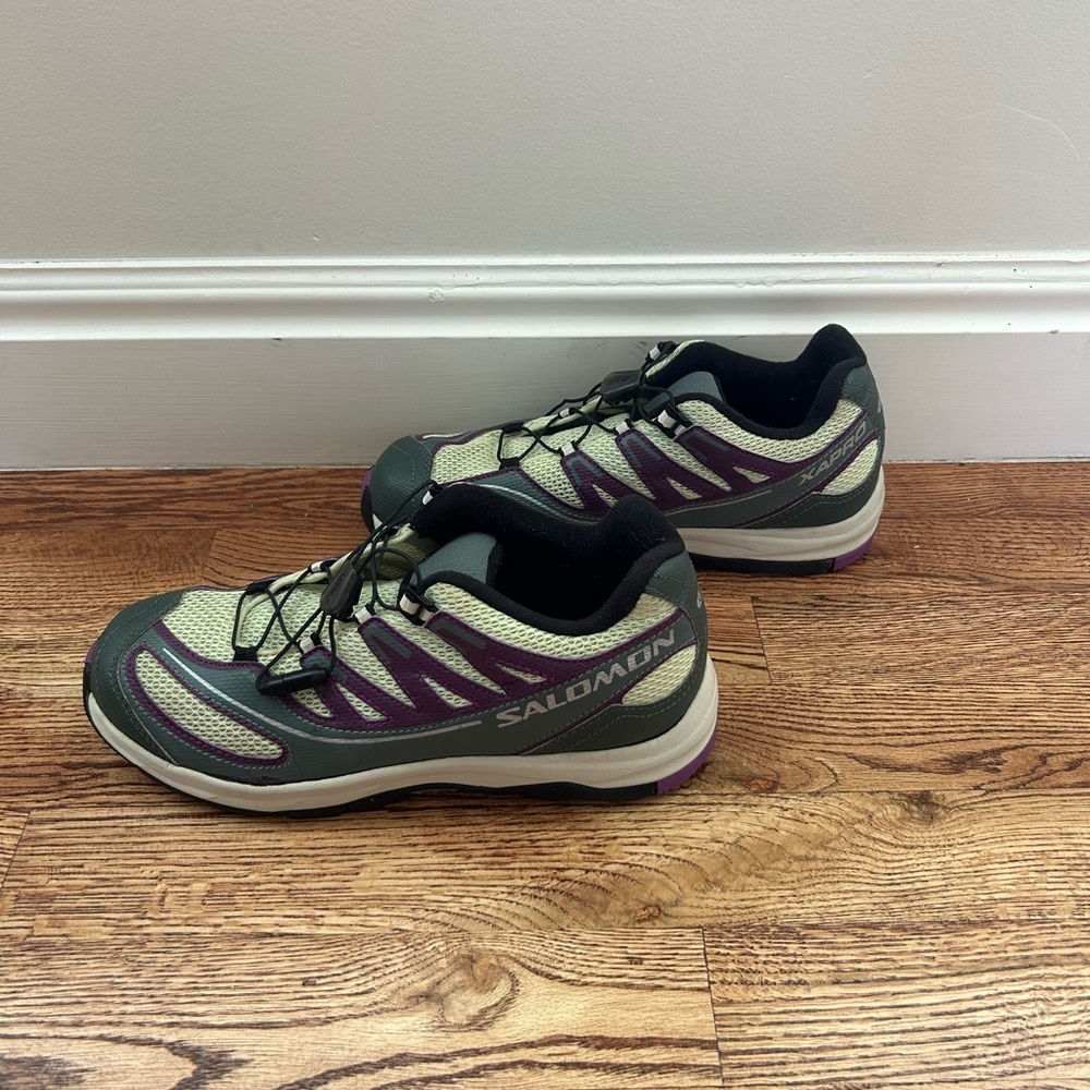 Salomon Sage Green and Purple Hiking Shoes